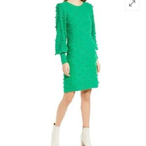 Lilly Pulitzer Fern Gully Green Pom Pom Kippa Sweater Dress Size Medium